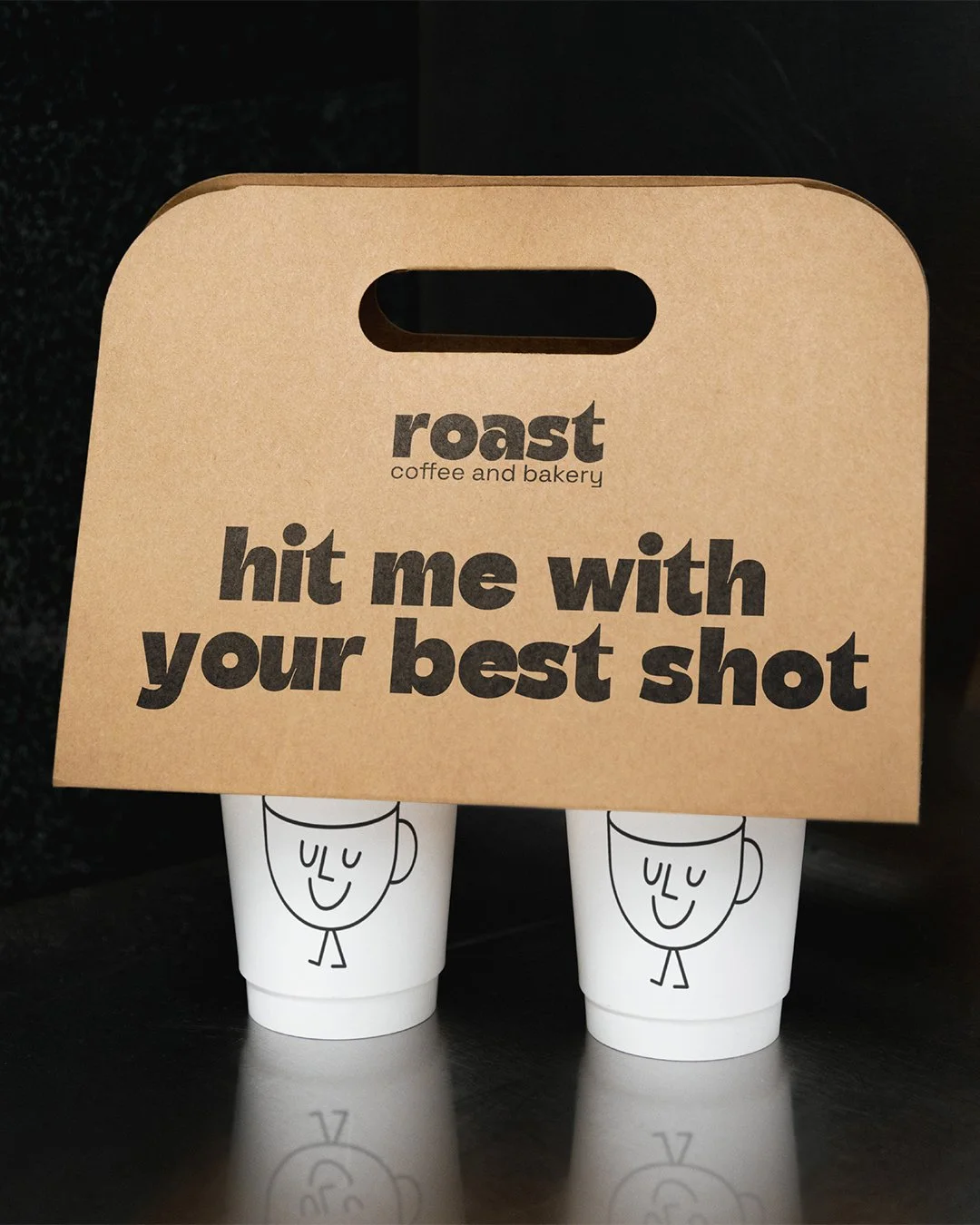 Playful brand identity for Roast coffee with bold visuals and witty wordplay inspired by famous song lyrics.