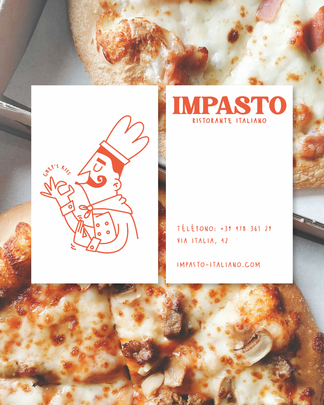 Impasto branding with hand-drawn nonna illustrations, expressive typography and subtle chef’s kiss details.
