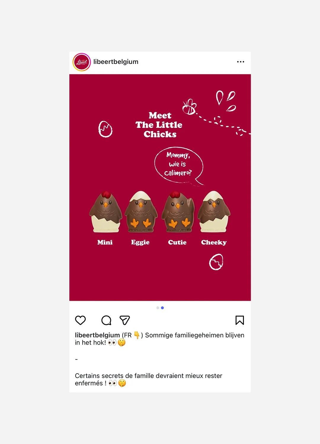 Social media content for Libeert chocolate visuals across Easter and UK campaigns