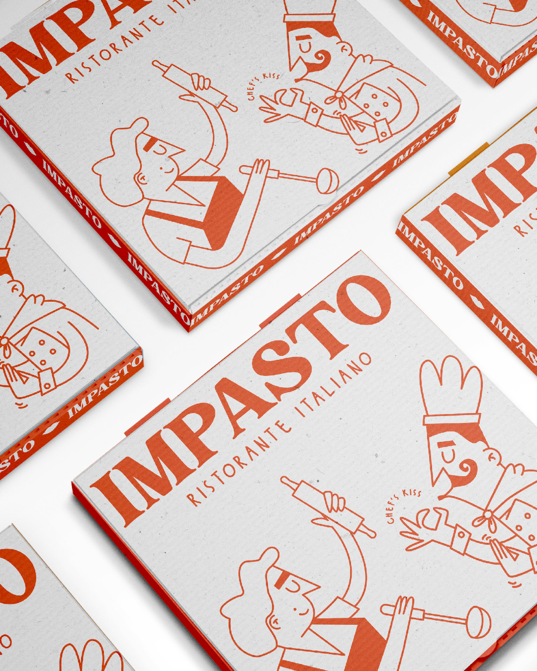 Impasto branding with hand-drawn nonna illustrations, expressive typography and subtle chef’s kiss details.