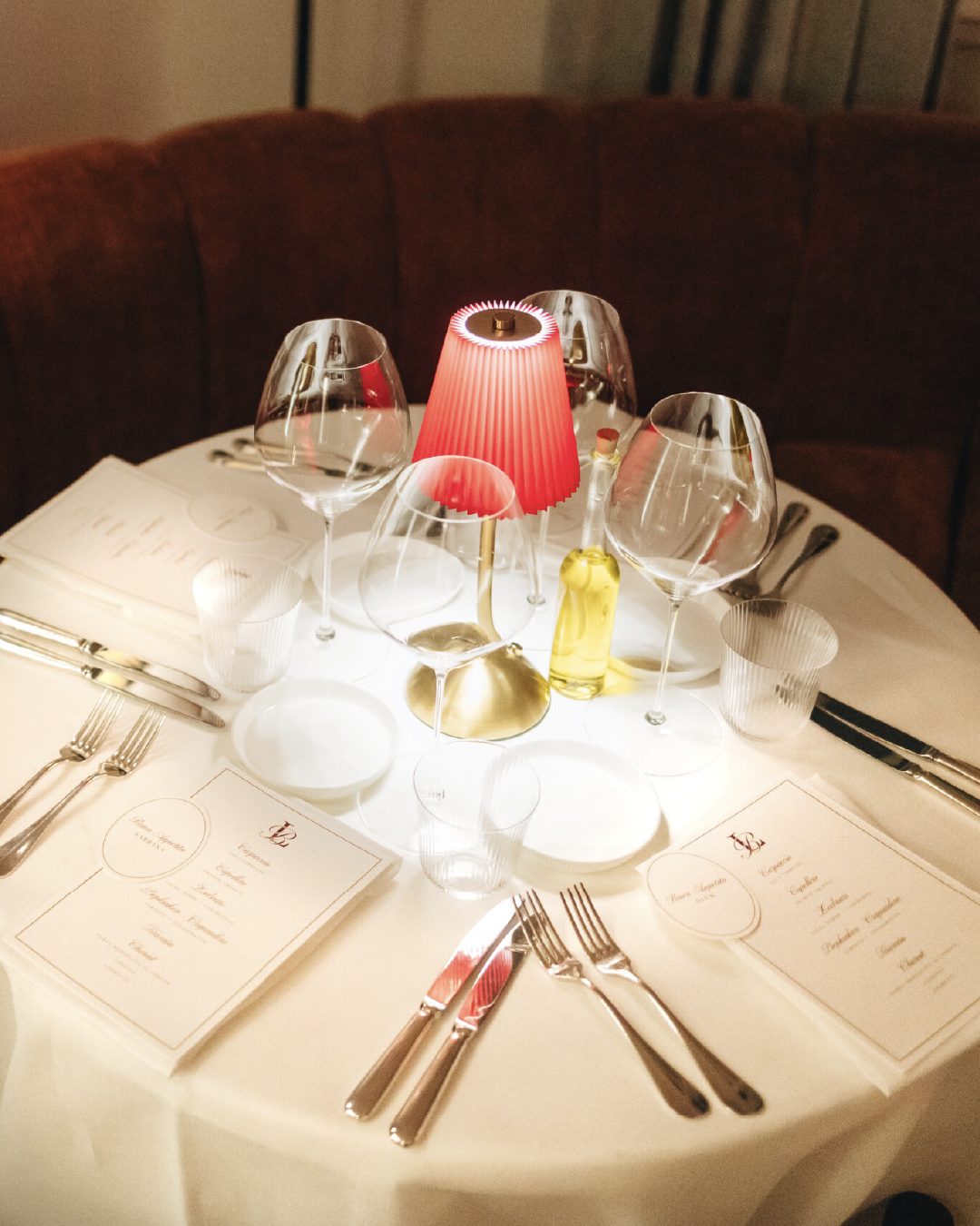 Italian-inspired 60th birthday stationery with digital invitation, menu and name cards in classic trattoria style