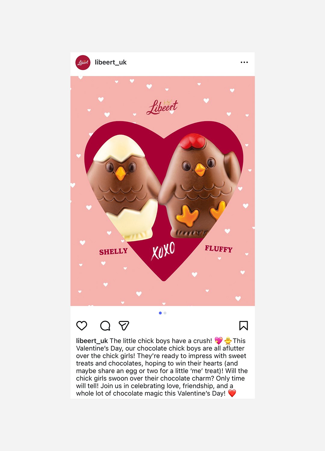 Social media content for Libeert chocolate visuals across Easter and UK campaigns