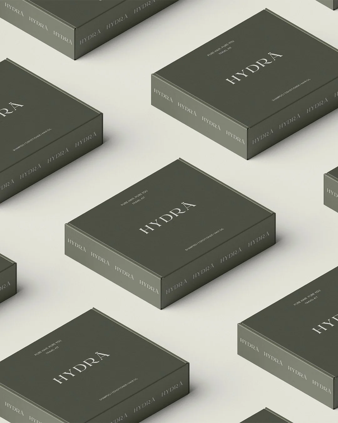 Branding proposal for Hydrä, a sustainable haircare brand focused on sulfate-free shampoos, clean beauty and nature-inspired design