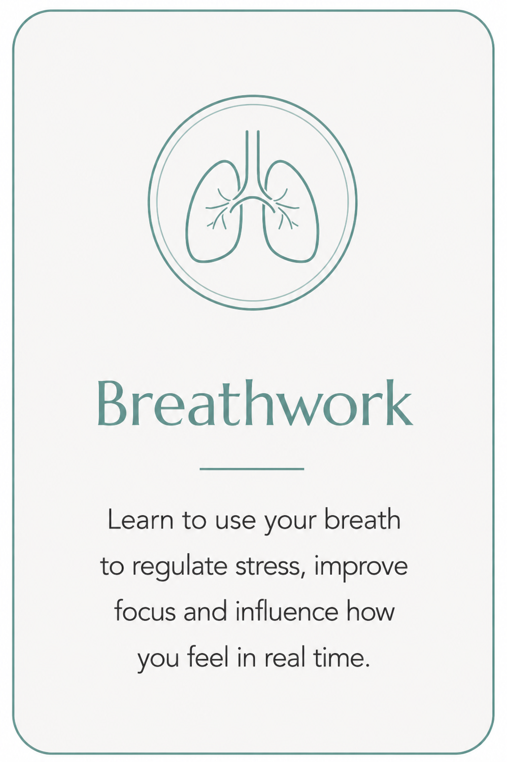 Breathwork card with lungs icon representing breathwork and nervous system regulation.