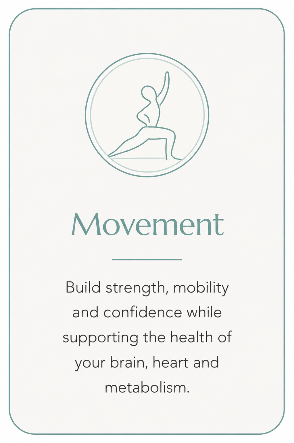 Movement card with yoga pose icon representing personalised movement coaching.