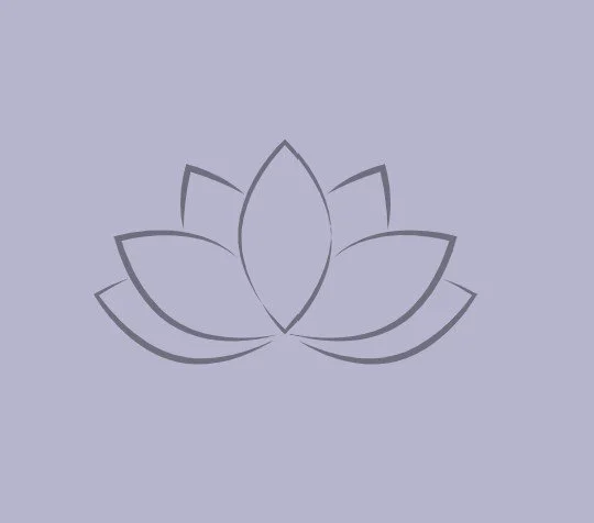 Outline of a lotus flower on a light purple background.