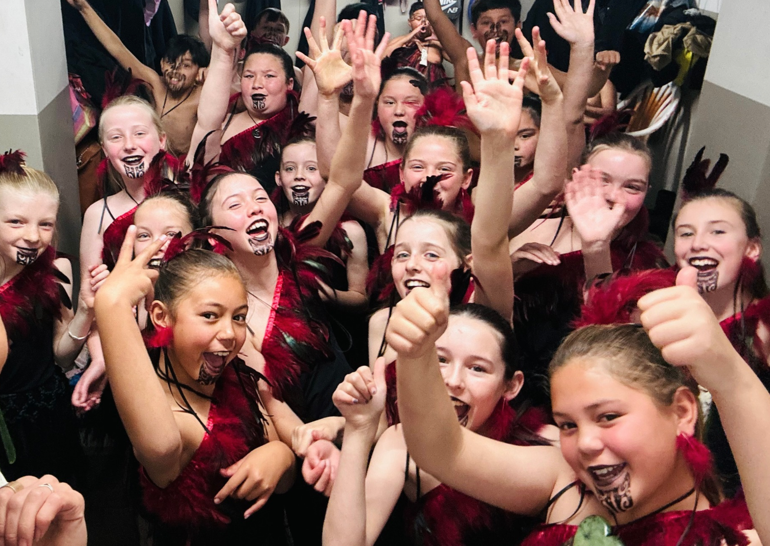 Rangatahi celebrating participation in harakeke programme Queenstown Aotearoa New Zealand