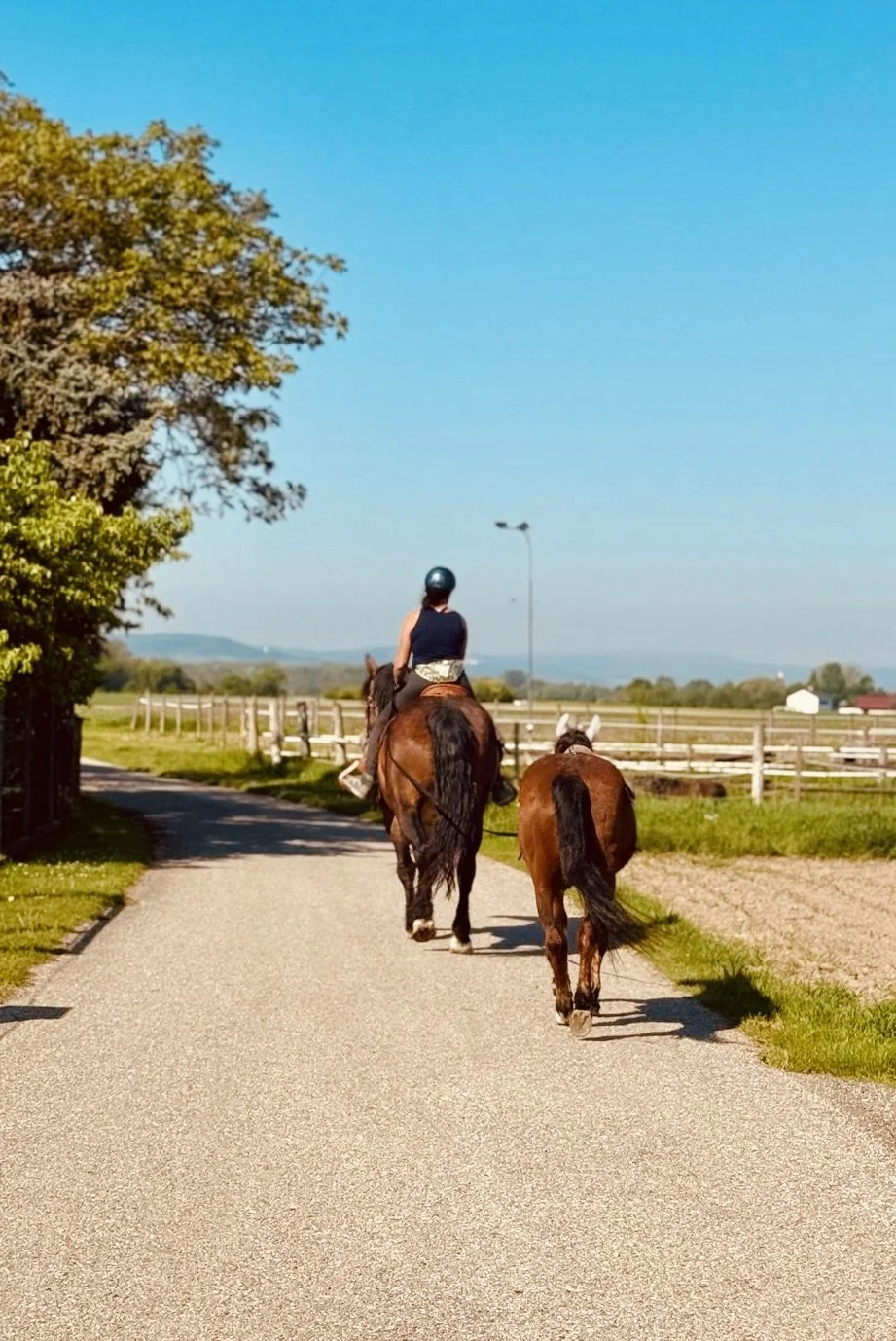 Nadja reitet mit Lea und Jeff an der Hand
