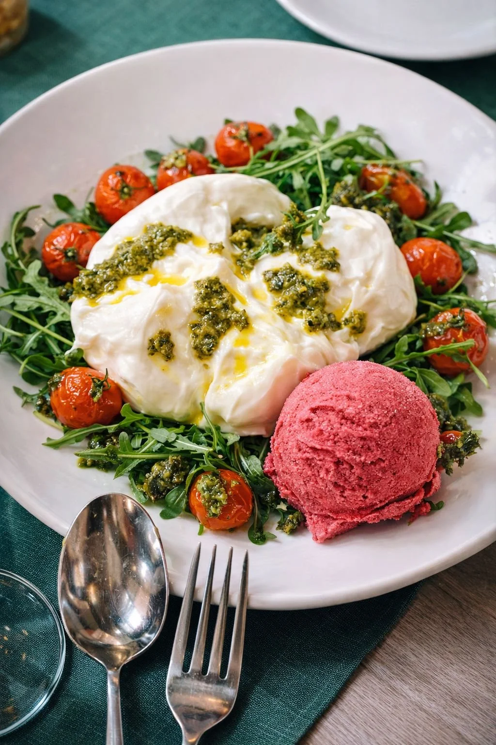 Burrata Cremosa ensalada Akrasia Restaurante en Benicassim