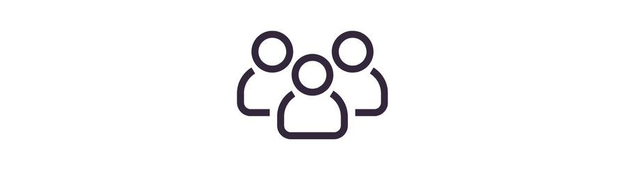 Icon of three stylized people figures representing a group or community