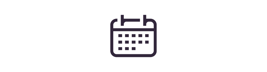 Simple icon of a calendar with a spiral binding at the top.