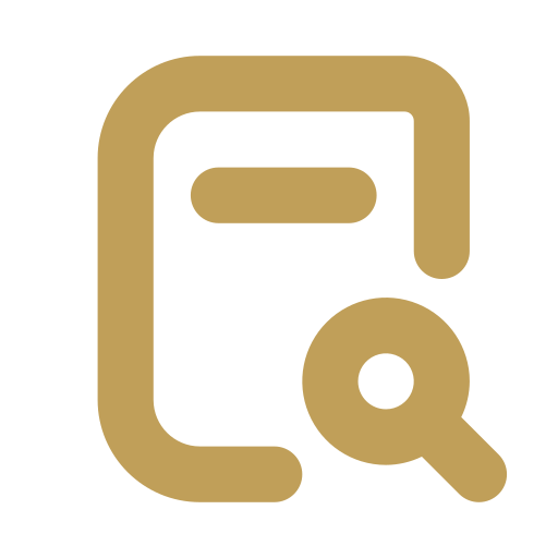 Icon of a bottle with a magnifying glass over it, representing search or research related to bottles.