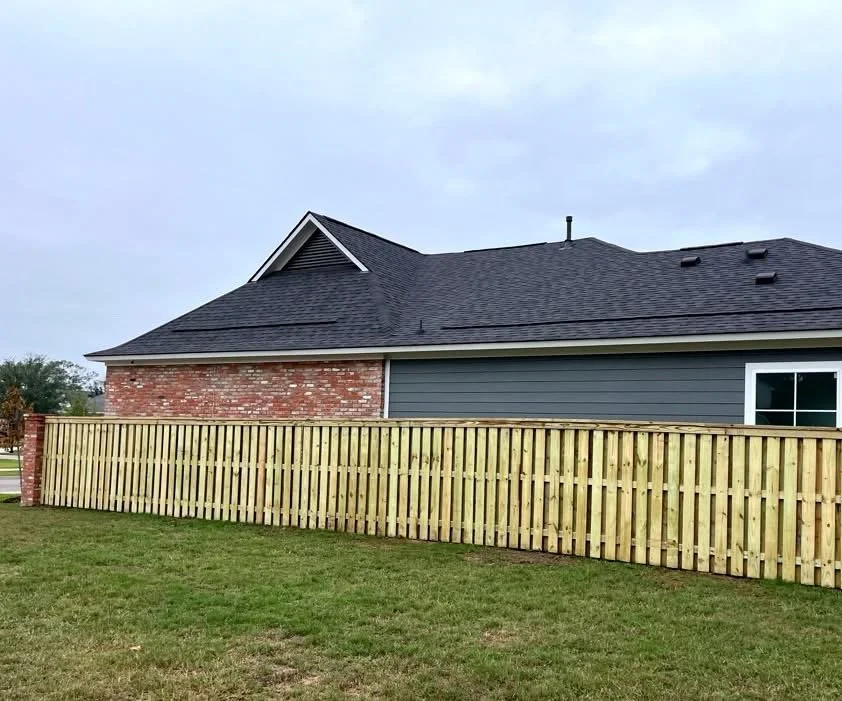 Pine shadowbox fence installation in Baton Rouge LA