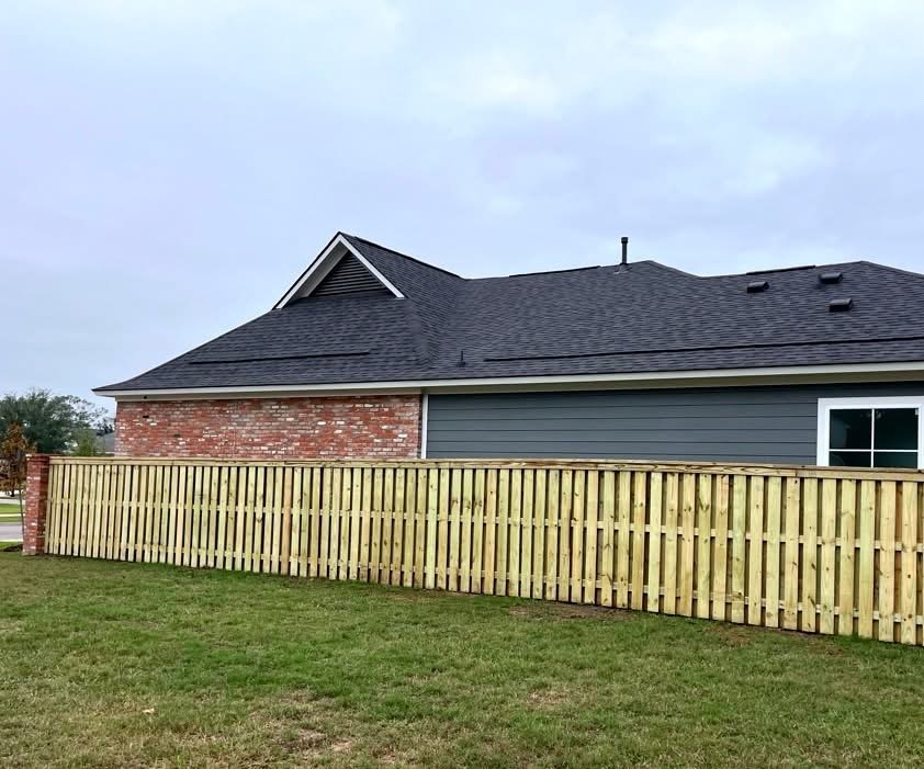 Pine shadowbox fence installation in Baton Rouge LA