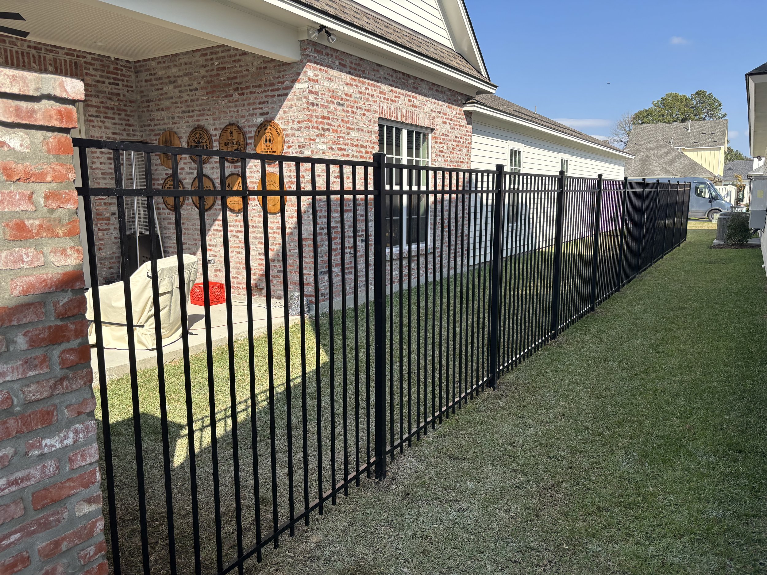 Black aluminum pool fence project in Baton Rouge LA