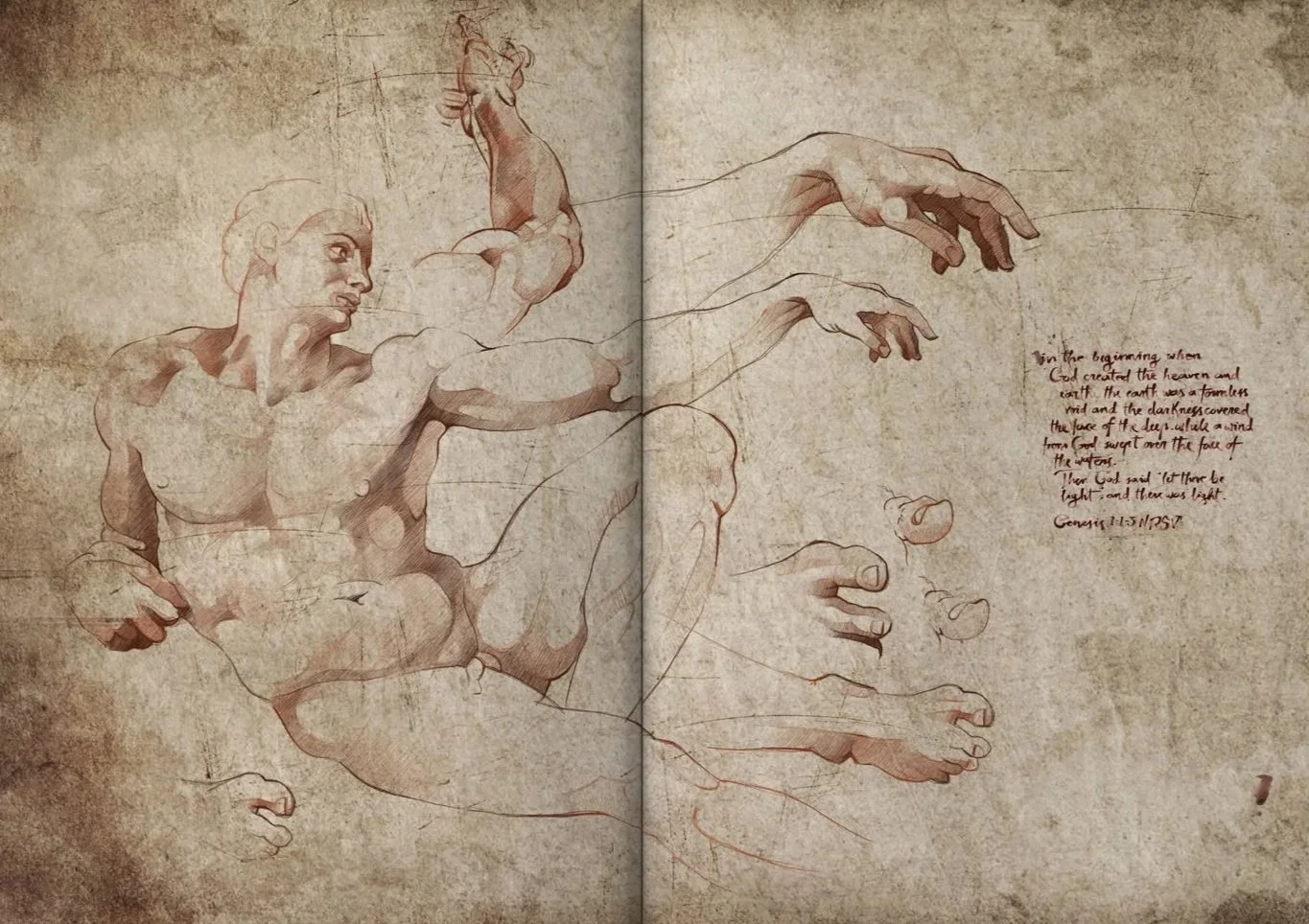 raiz journal inside the book -  in the beginning, God created the heavens and the earth, which was initially without form and void