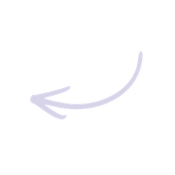 White arrow pointing left with a curved tail