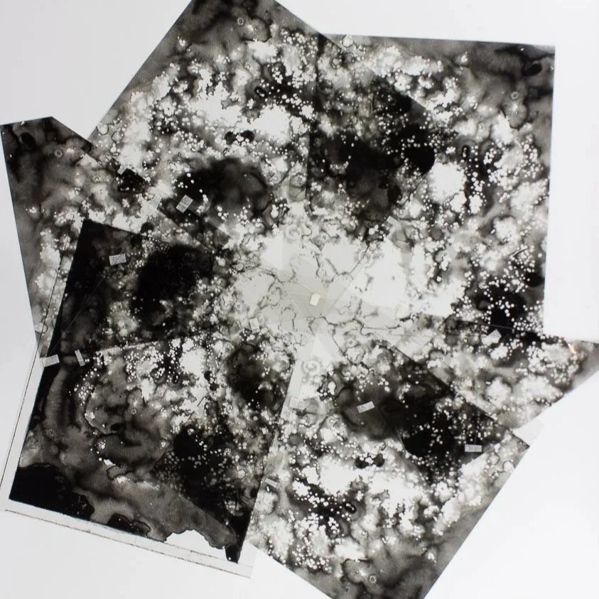 R Godbole Composite Spiral Nebula 26 Indian Ink on Acetate 500 x 450mm 