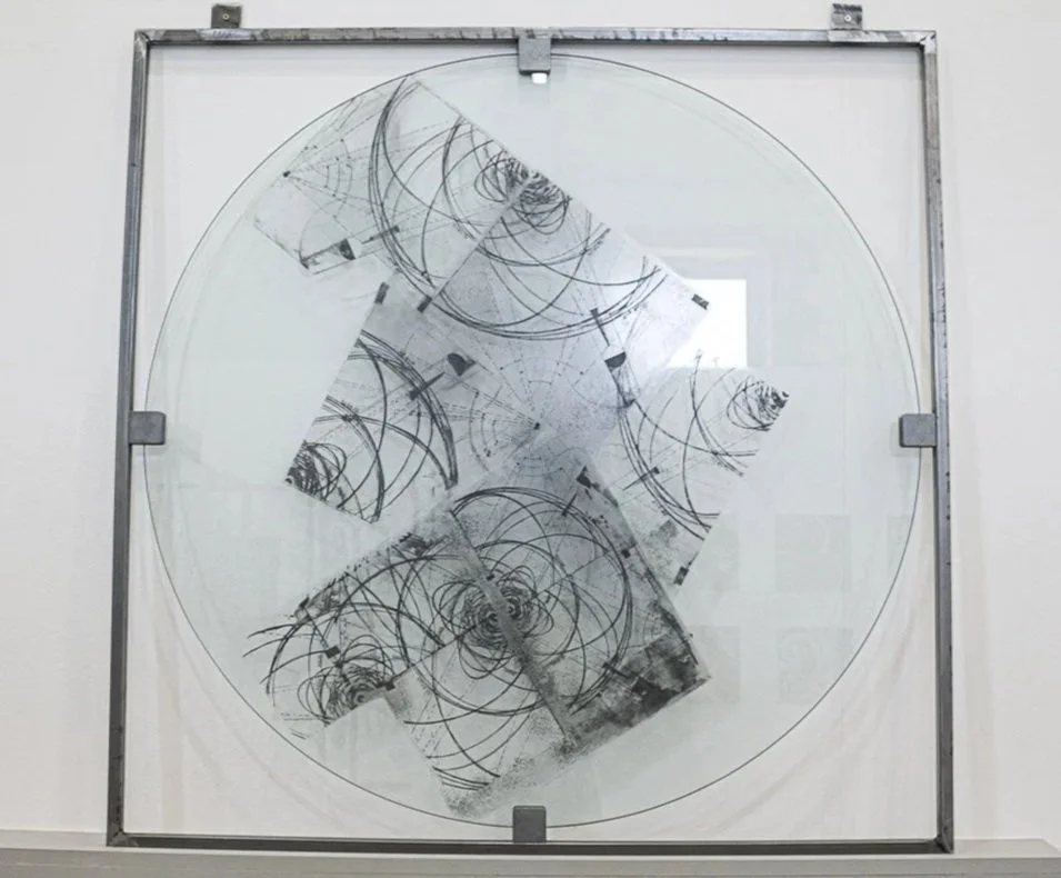 'Intersection' 105cm dia (Frame 112.5 x 112.5). Things Reappear Installation View (2026)