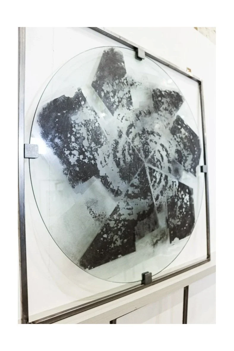 'Sector ii.xiv.xiv.ix.v.iv' 105cm dia (Frame 112.5 x 112.5) Things Reappear Installation View (2026)