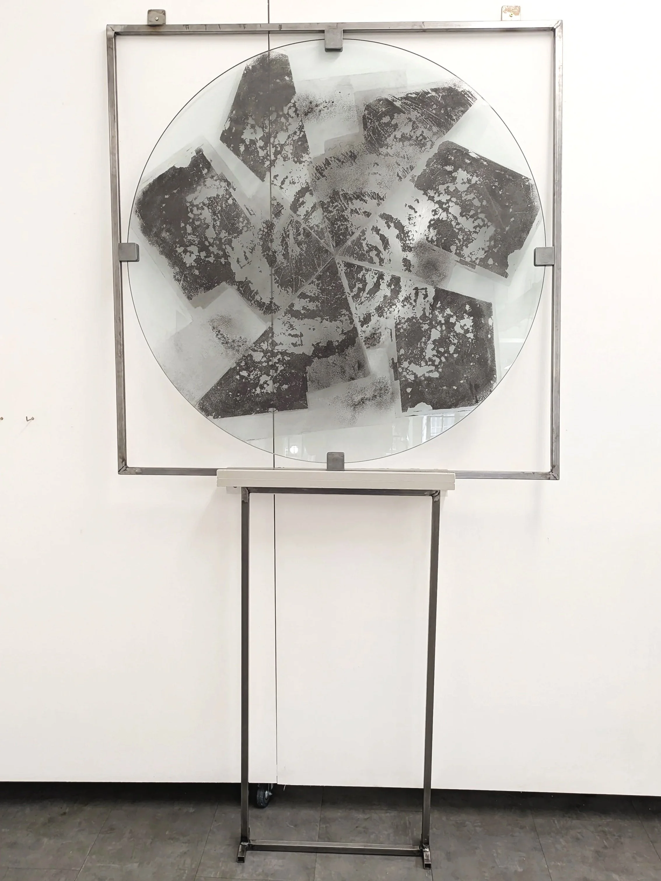 'Sector ii.xiv.xiv.ix.v.iv' 105cm dia (Frame 112.5 x 112.5) Things Reappear Installation View (2026) Bloomsbury