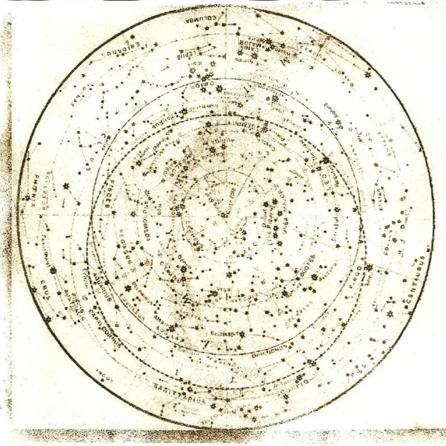 R Godbole Paper Lithograph Constellation Map April 26