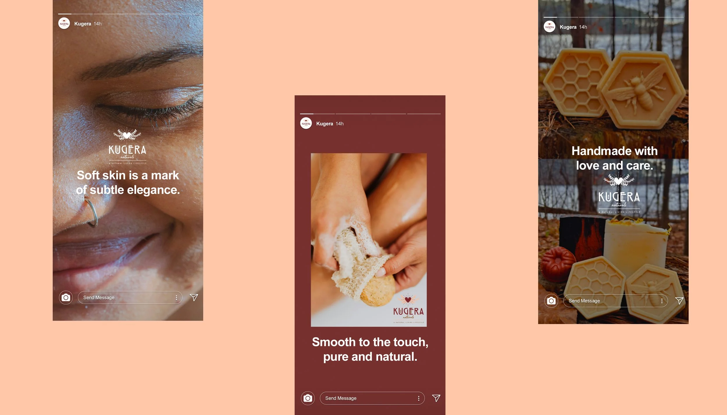 social media mockup showcasing brand identity design for handmade soap and skincare business