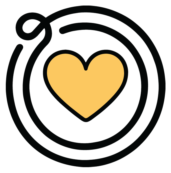A yellow heart icon on a black background.