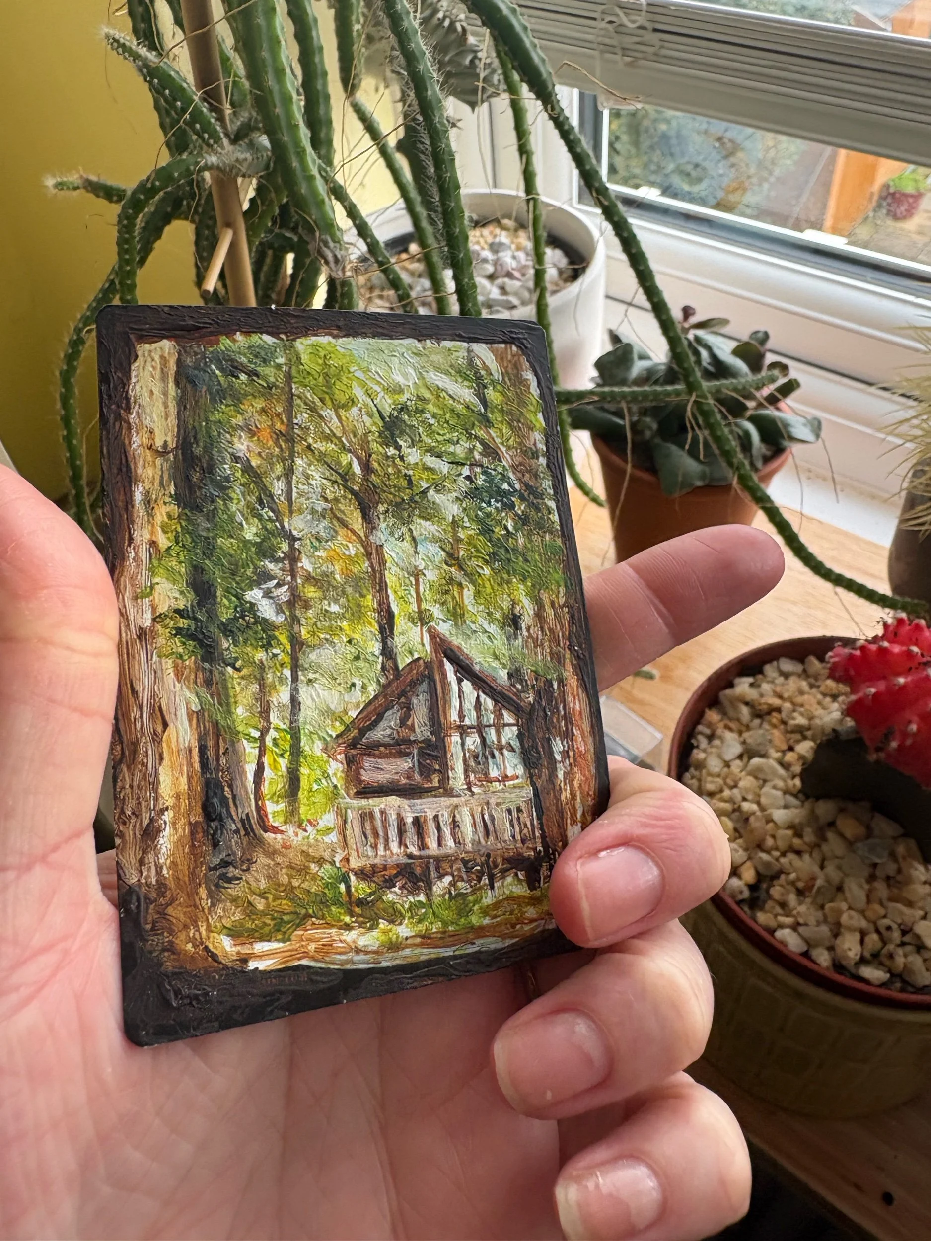 Magic the gathering original forest land painting