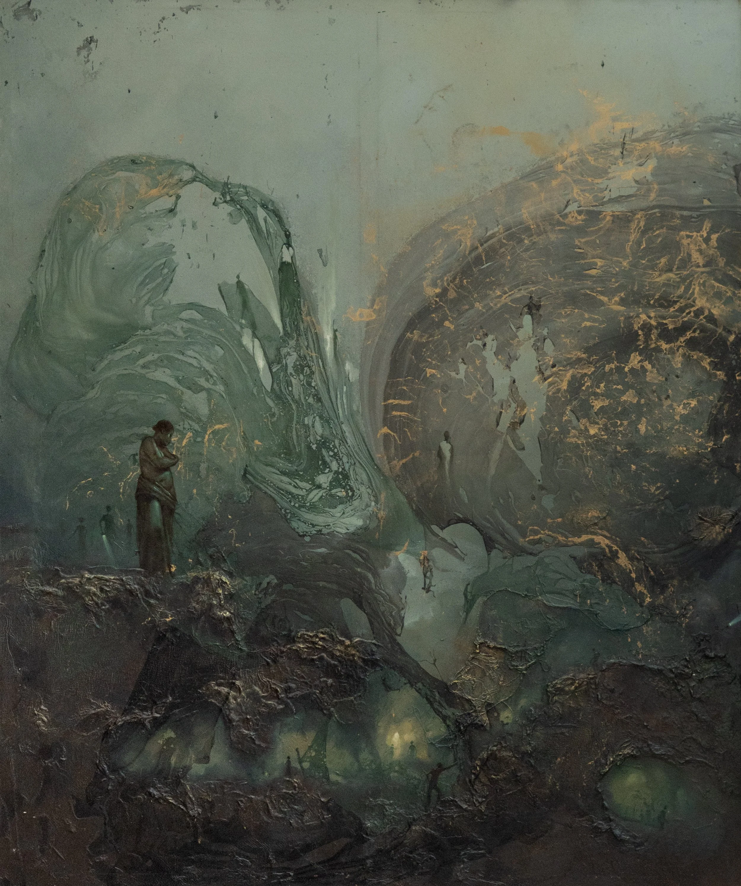 A search for self, 2025. Acrylic / spray & oil paint on processed canvas - 120cm x 100cm