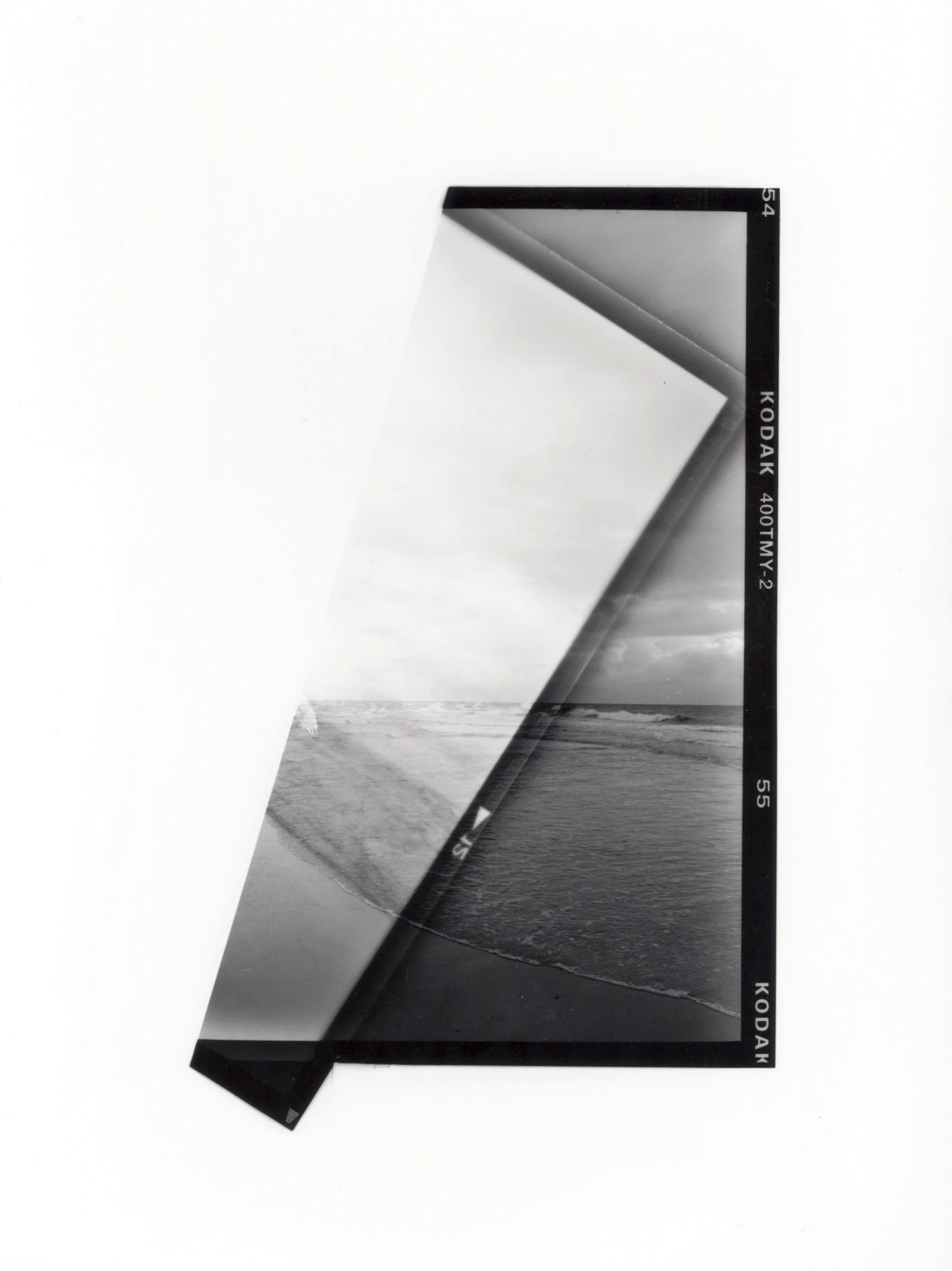 ‘Where Two Seas Meet’, black and white photograph from folded negative, 90 x 110 cm, 2018