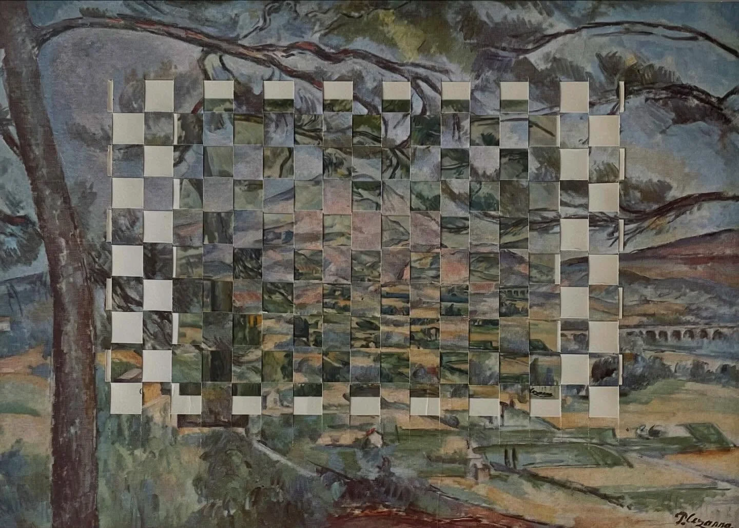 &ldquo;Shuffle, (after C&eacute;zanne), woven album pages, 36 x 26 cm, 2024

#cezanne #montagnesaintevictoire
#wovenimages