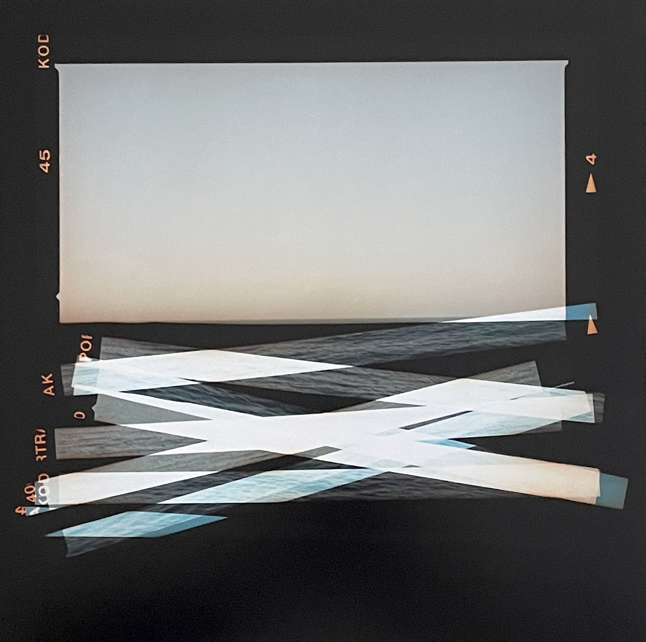 ‘At Sea…’, unique colour photograph from shredded negative, 28 x 28 cm, 2024 