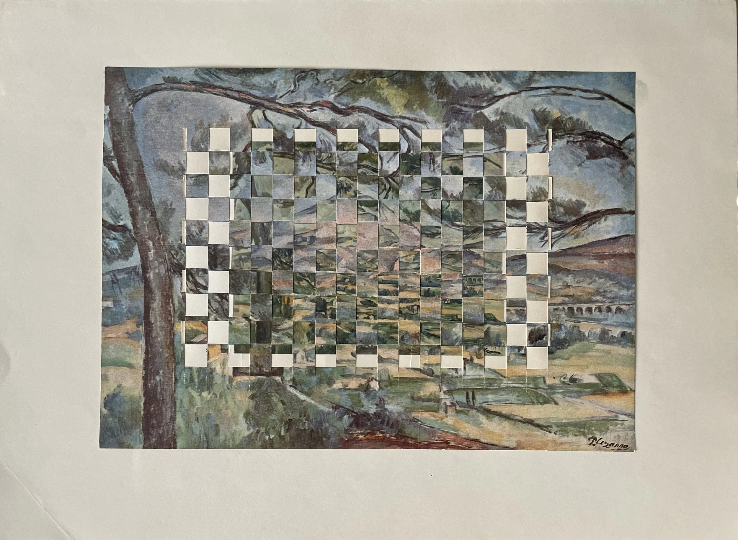’Shuffle (after Cézanne)’, woven album pages, 35 x 26 cm, 2024