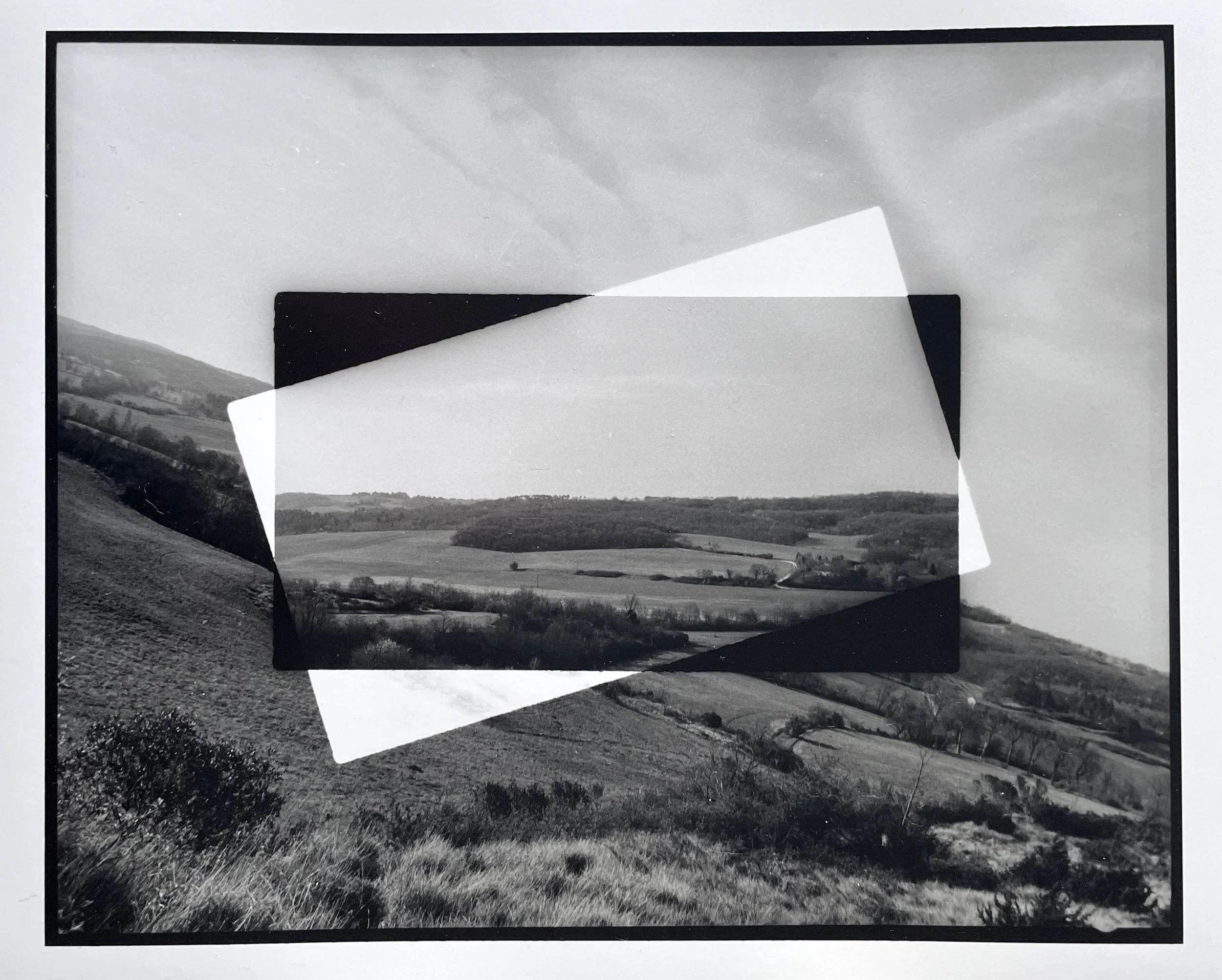 ‘Horizontal Shift’, black and white photograph from cut and repositioned negative, 100 x 86 cm, 2022