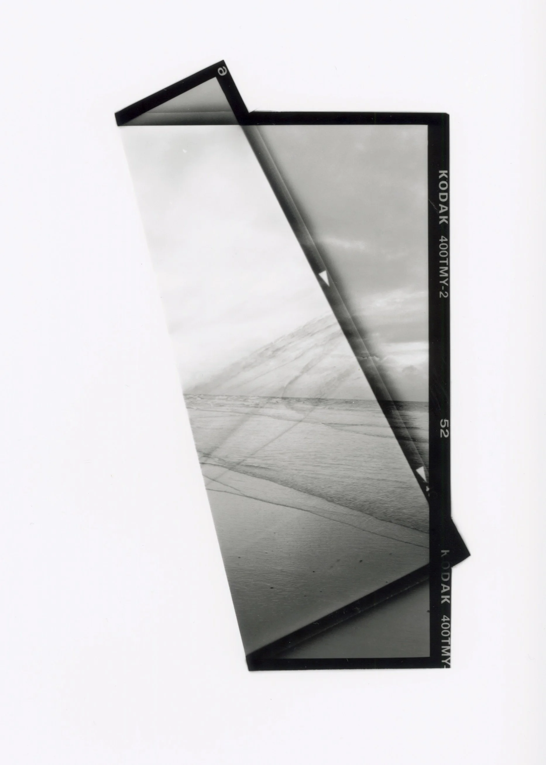 ‘Where Two Seas Meet’, black and white photograph from folded negative, 90 x 110 cm, 2018