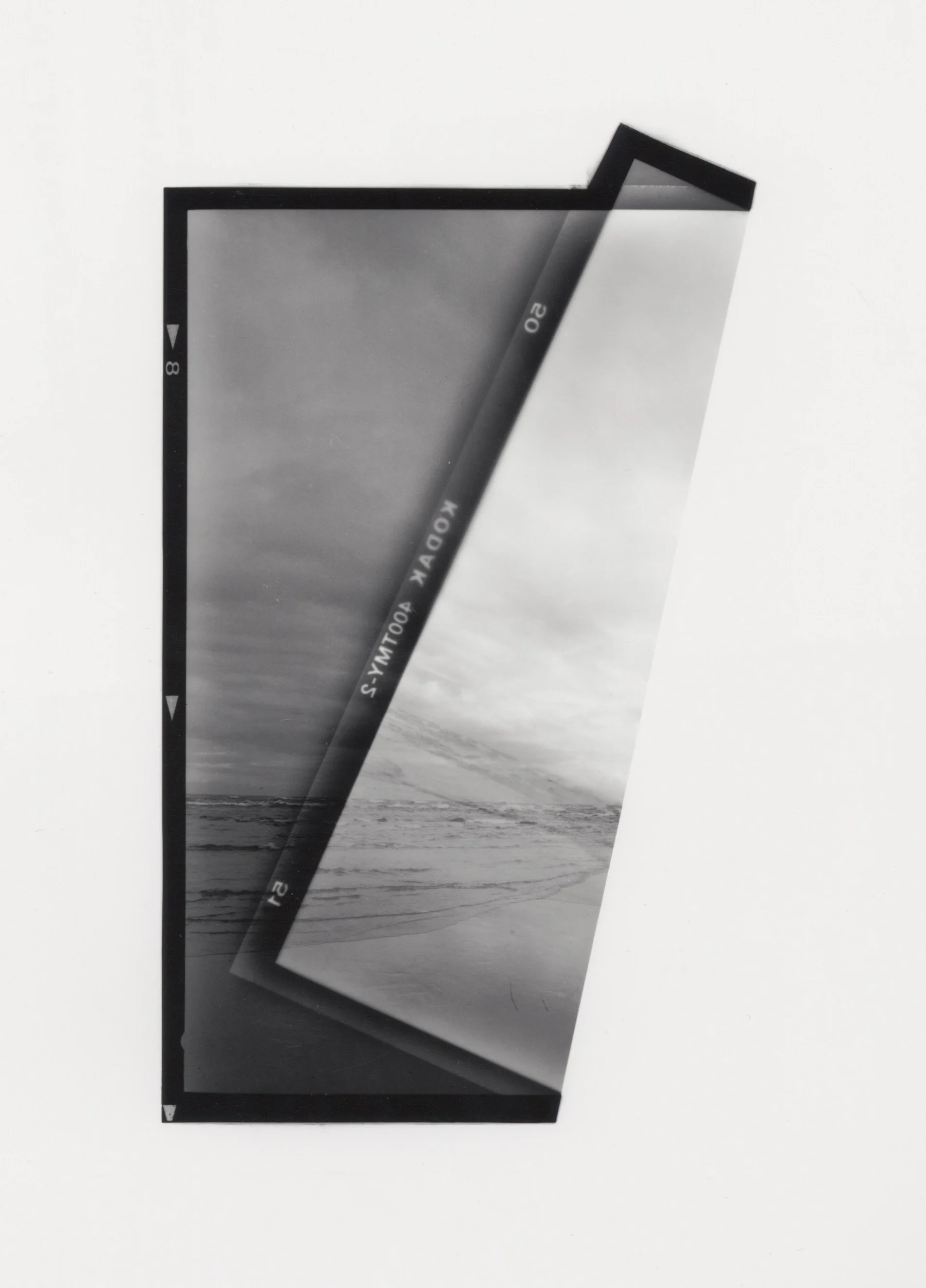 ‘Where Two Seas Meet’, black and white photograph from folded negative, 90 x 110 cm, 2018