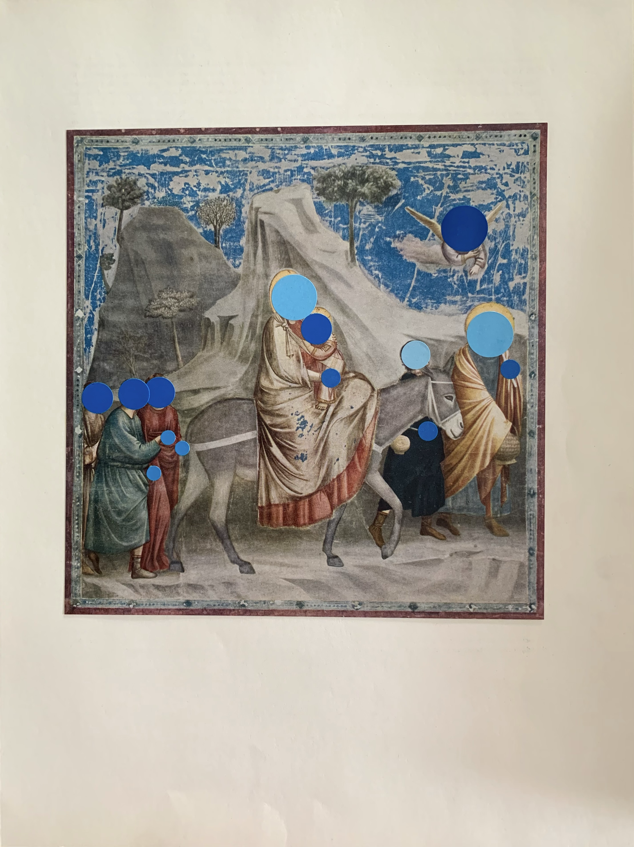 'Masterpiece in 18 Coloured Dots (after Giotto)’, stickers on album page, 26 x 35 cm, 2016