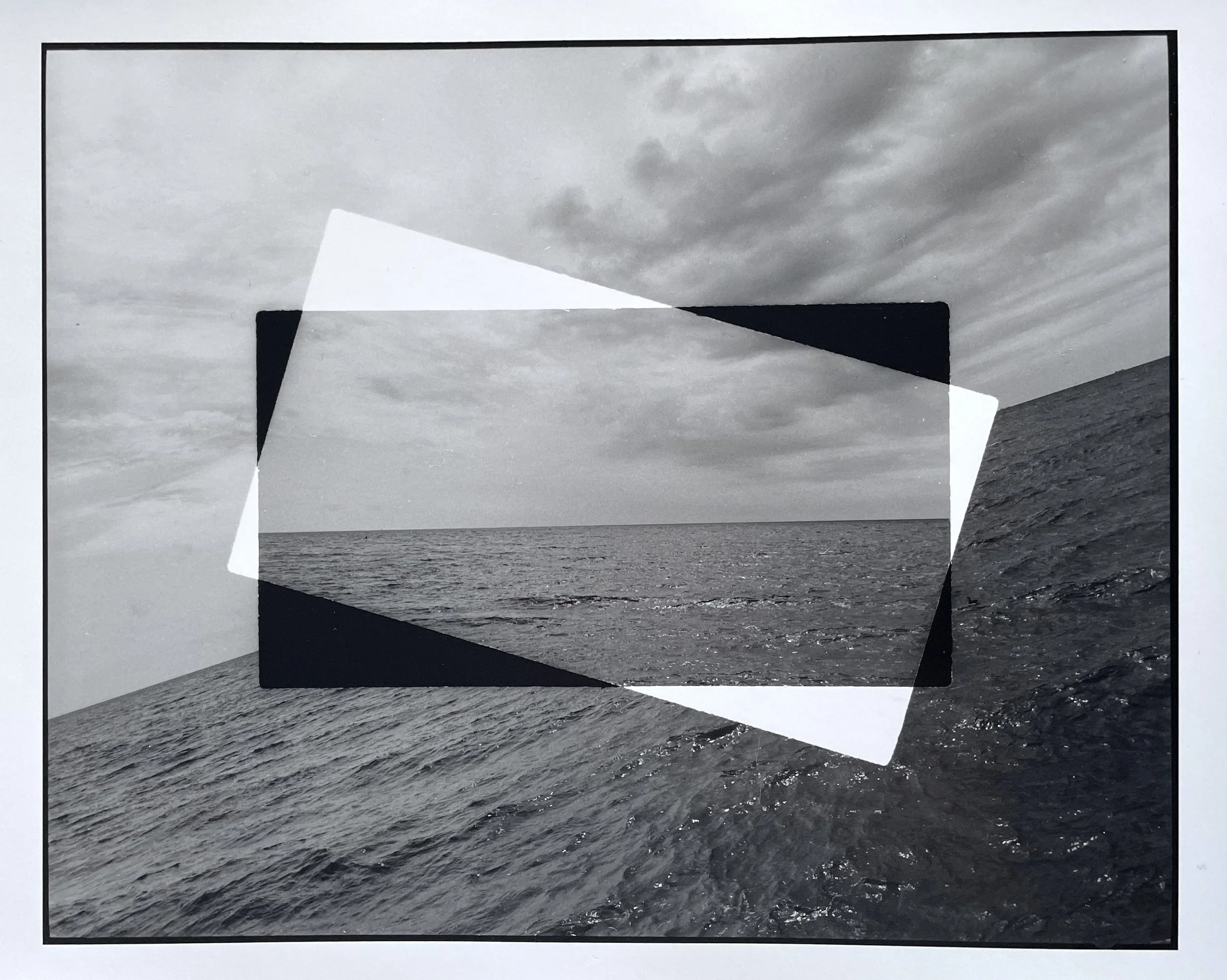 ‘Horizontal Shift’, black and white photograph from cut and repositioned negative, 100 x 86 cm, 2022
