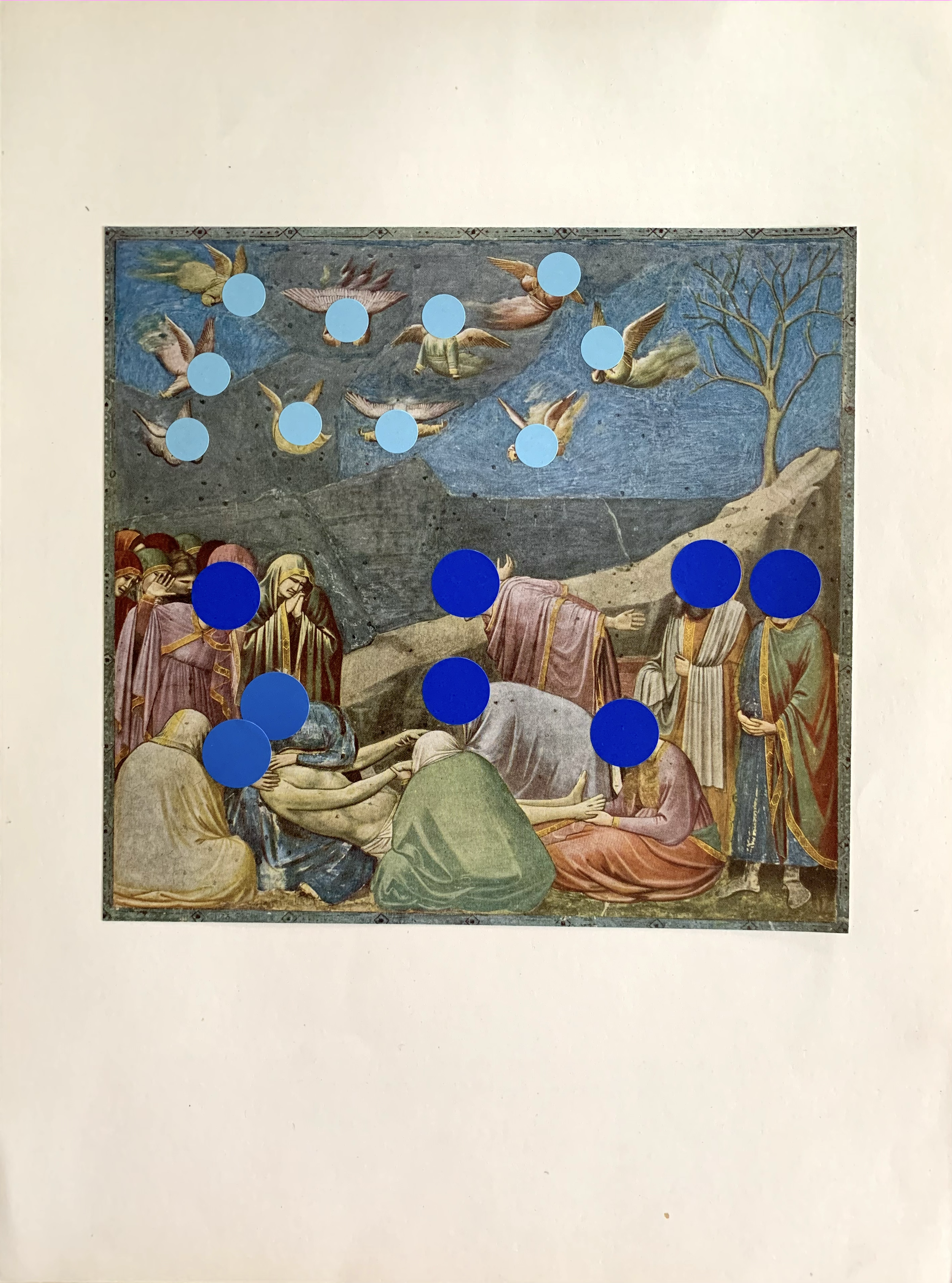 'Masterpiece in 18 Coloured Dots (after Giotto)’, stickers on album page, 26 x 35 cm, 2016