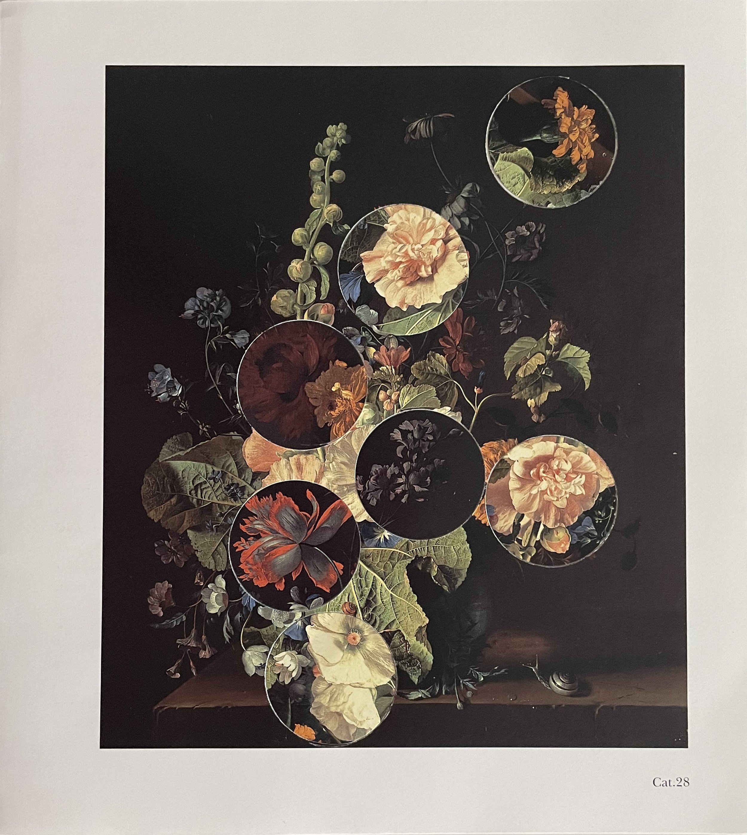 ’Turbulence (Cat. 28 after van Huysum)’, cut and rearranged album page, 21 x 23 cm, 2021