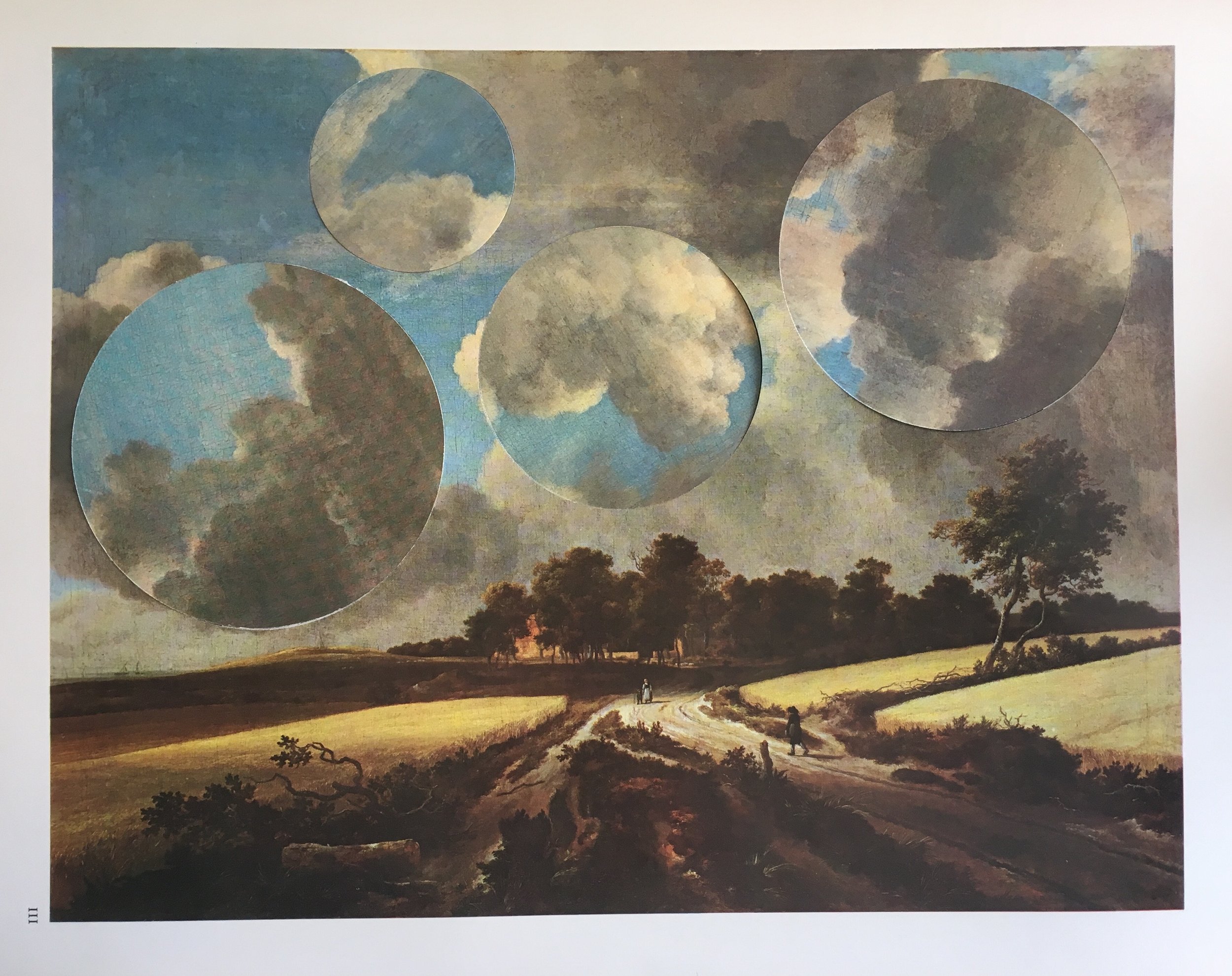 ’Turbulence (after Ruisdael)’, cut and rearranged album page, 35 x 26 cm, 2019