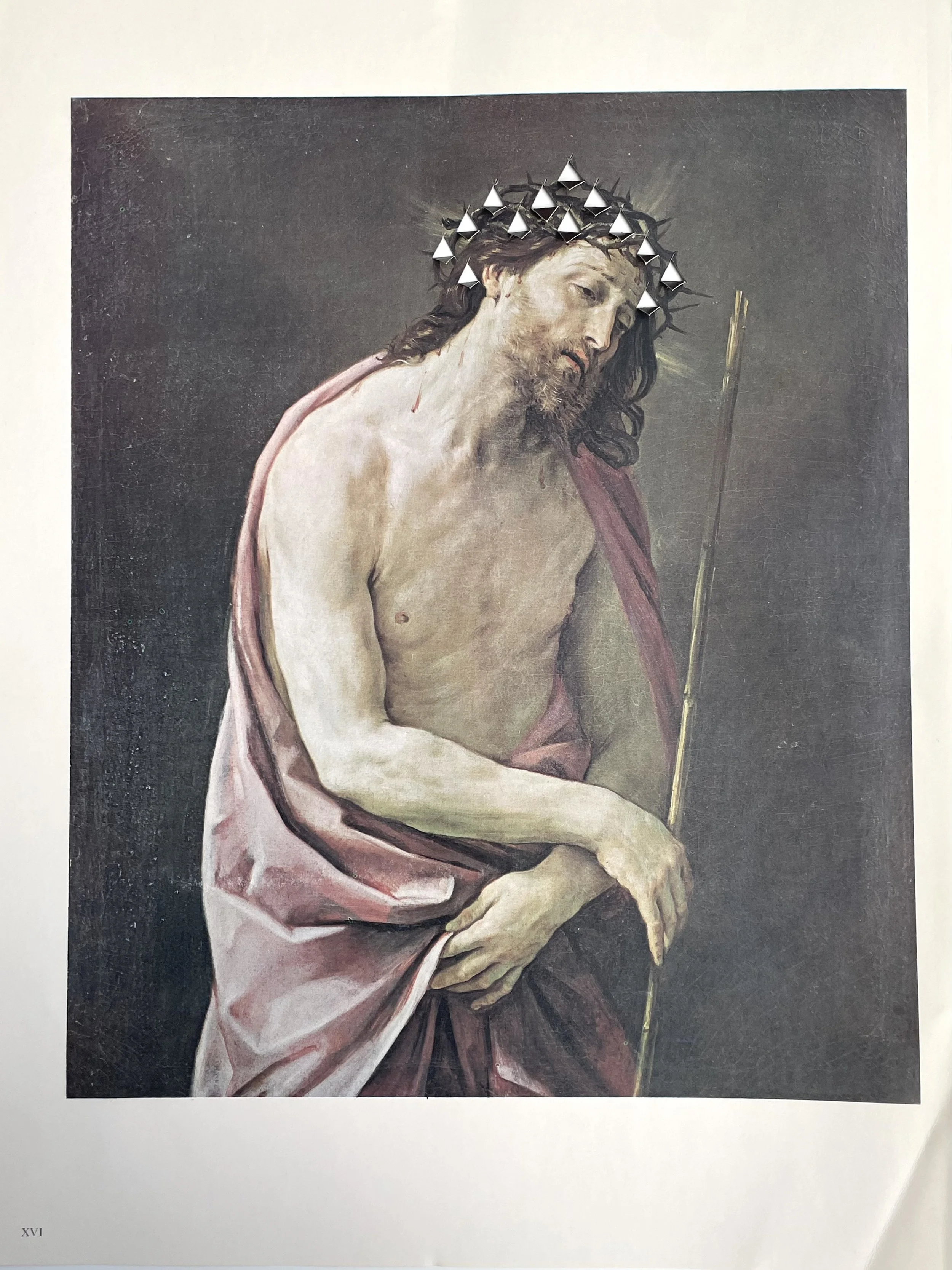 ’Scarred (after Reni)’, cut and folded album page, 26 x 35 cm, 2025