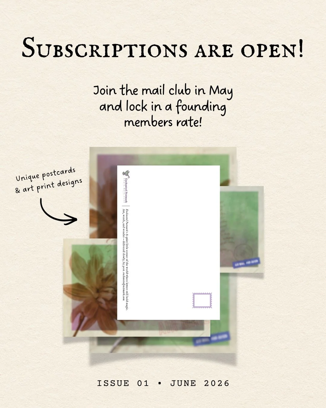 ✨ The doors are open&hellip; ✨

Founding Member subscriptions for the Enchanted Postmark are now officially live.

This little dream&mdash;of letters, paper, ink, and quiet magic&mdash;is ready to make its way into the world&hellip; and into your mai