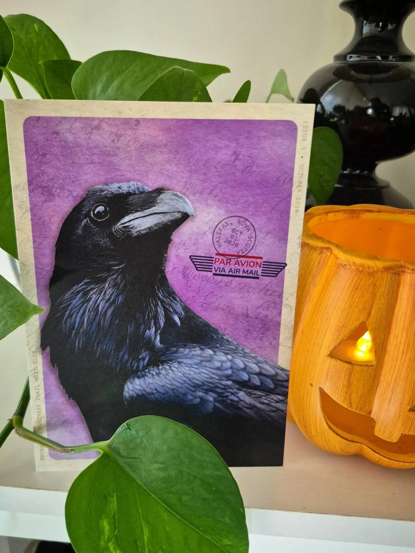 Happy Saturday! The October art print is ready and it is the perfect amount of spooky for the season.

October's mail club features one of my favourite birds, the Raven. I love their distinct call and their mystical lore in culture and literature.

T