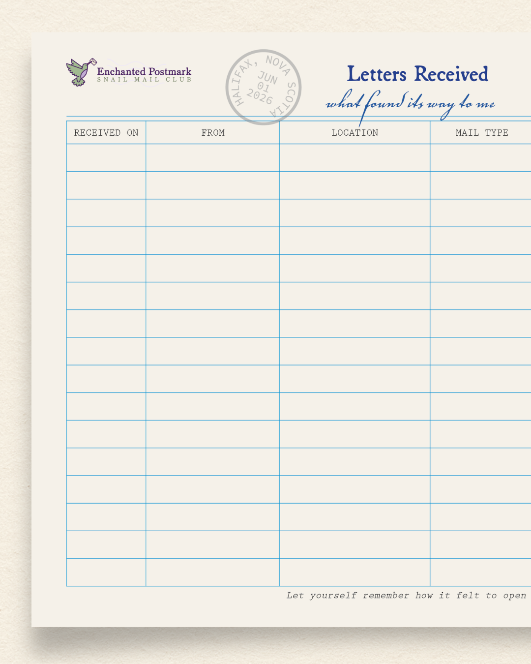 Postmarks & Memories: A Penpal Tracker (2-Page Printable)