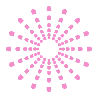 Pink dotted circular pattern radiating outward on a black background.