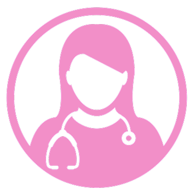 Icon of a female healthcare professional with a stethoscope.