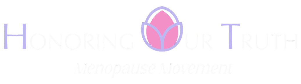 Logo for Honoring Our Truth Menopause Movement featuring a purple and pink lotus flower