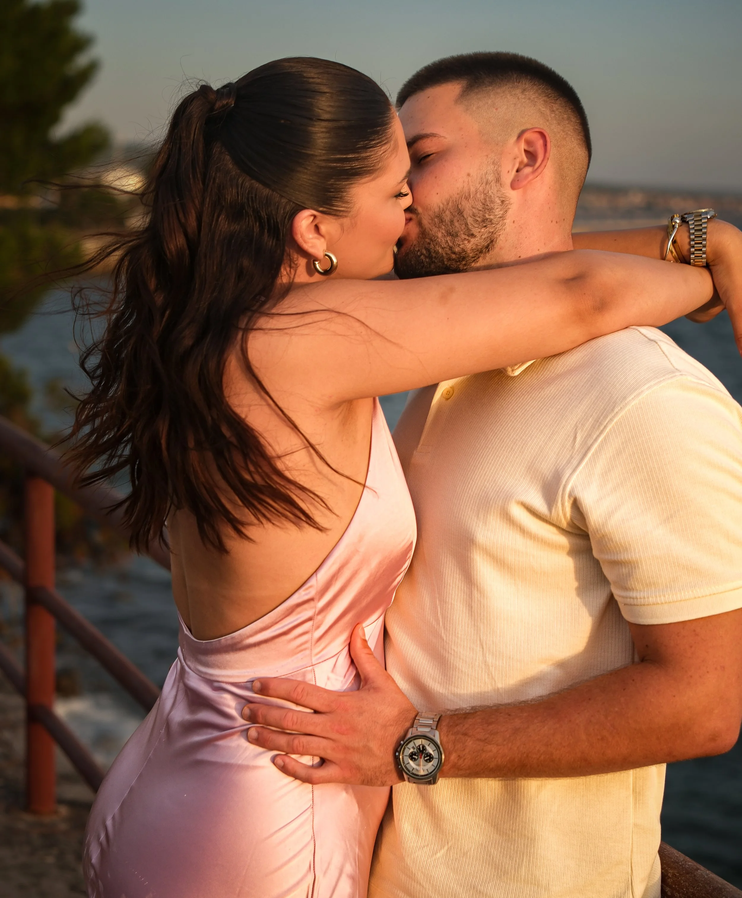 natural couple photoshoot in Zadar coastline golden hour